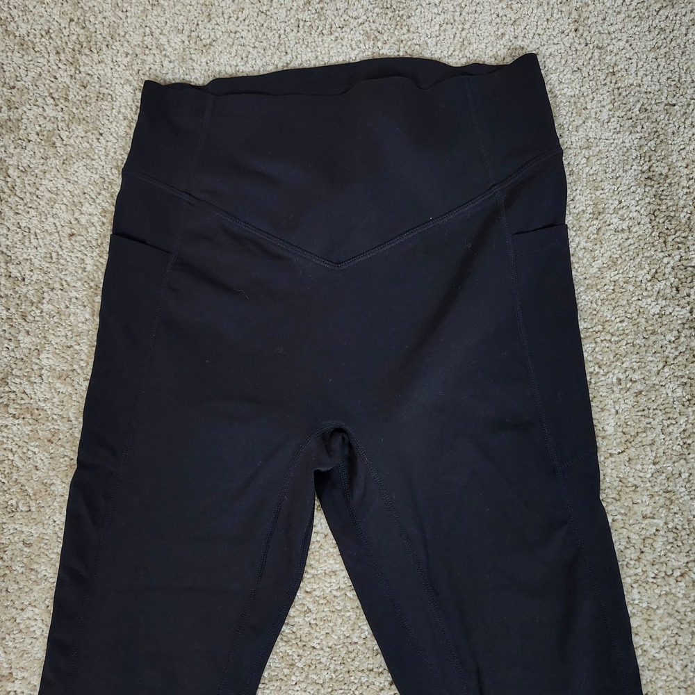 Halara Leggings Black Scrunch Butt Bands Crossover Waist Athletic Pockets Size M - Picture 3 of 7